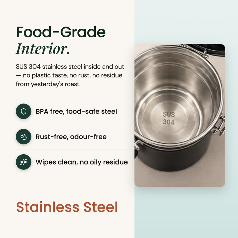 Beveromatic Coffee Bean Container, Airtight Stainless Steel