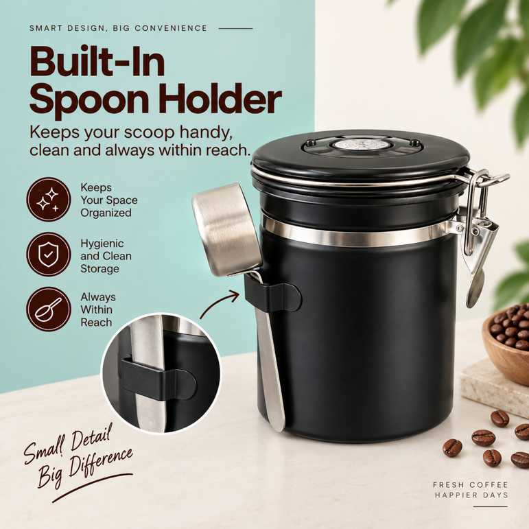 Beveromatic Coffee Bean Container, Airtight Stainless Steel