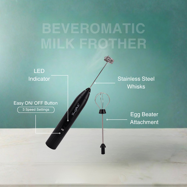 Beveromatic Milk Frother & Egg Beater (Black)