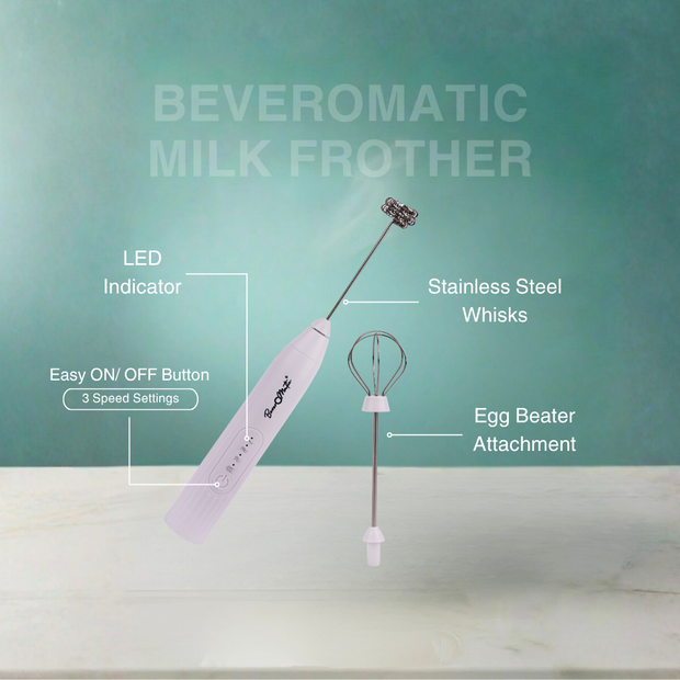 Beveromatic Milk Frother & Egg Beater (White)