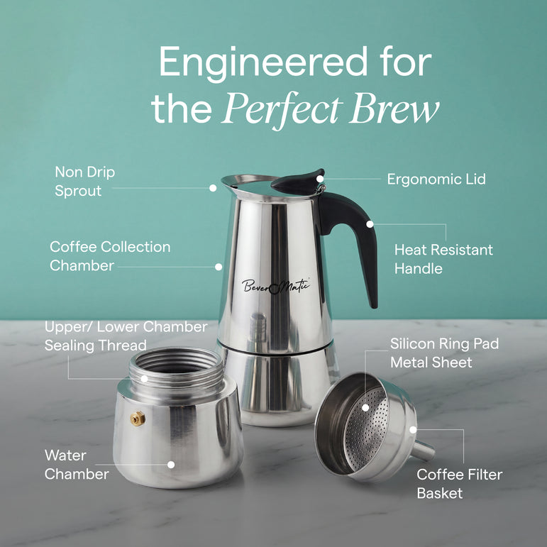Beveromatic Stainless Steel Moka Pot