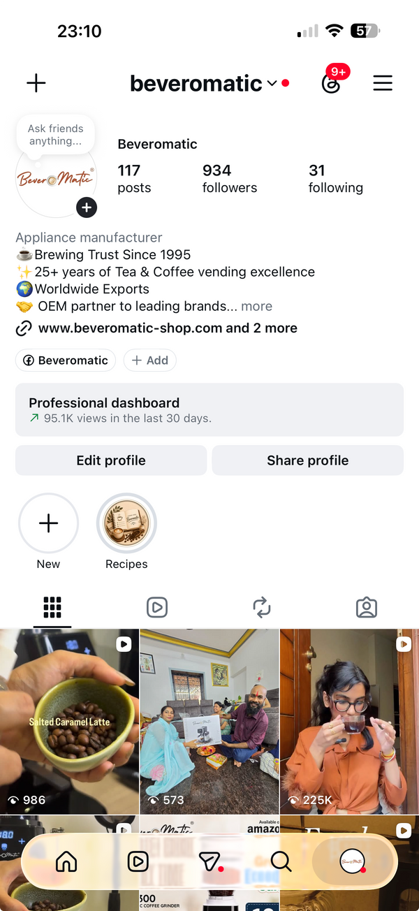 Beveromatic Instagram profile