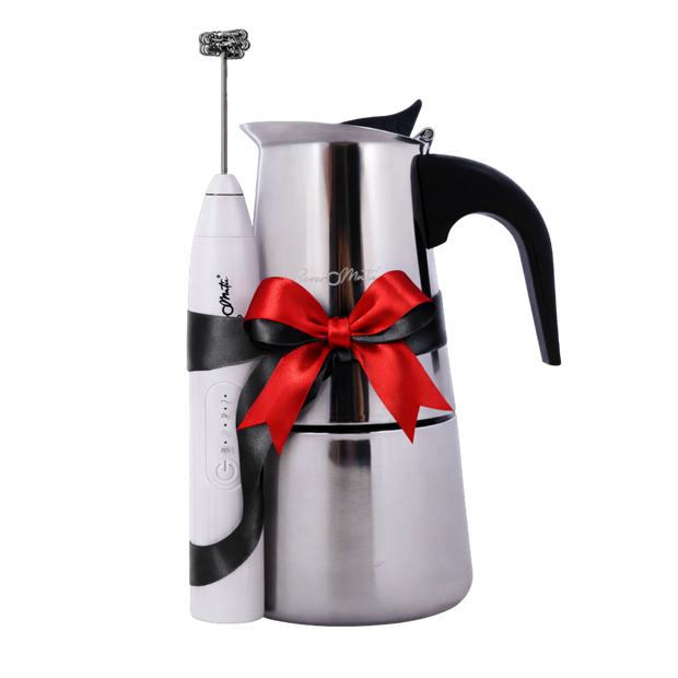 Beveromatic S.S Moka Pot and Milk Frother Bundle Pack